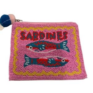Francesca's Pink Beaded Sardines Pouch